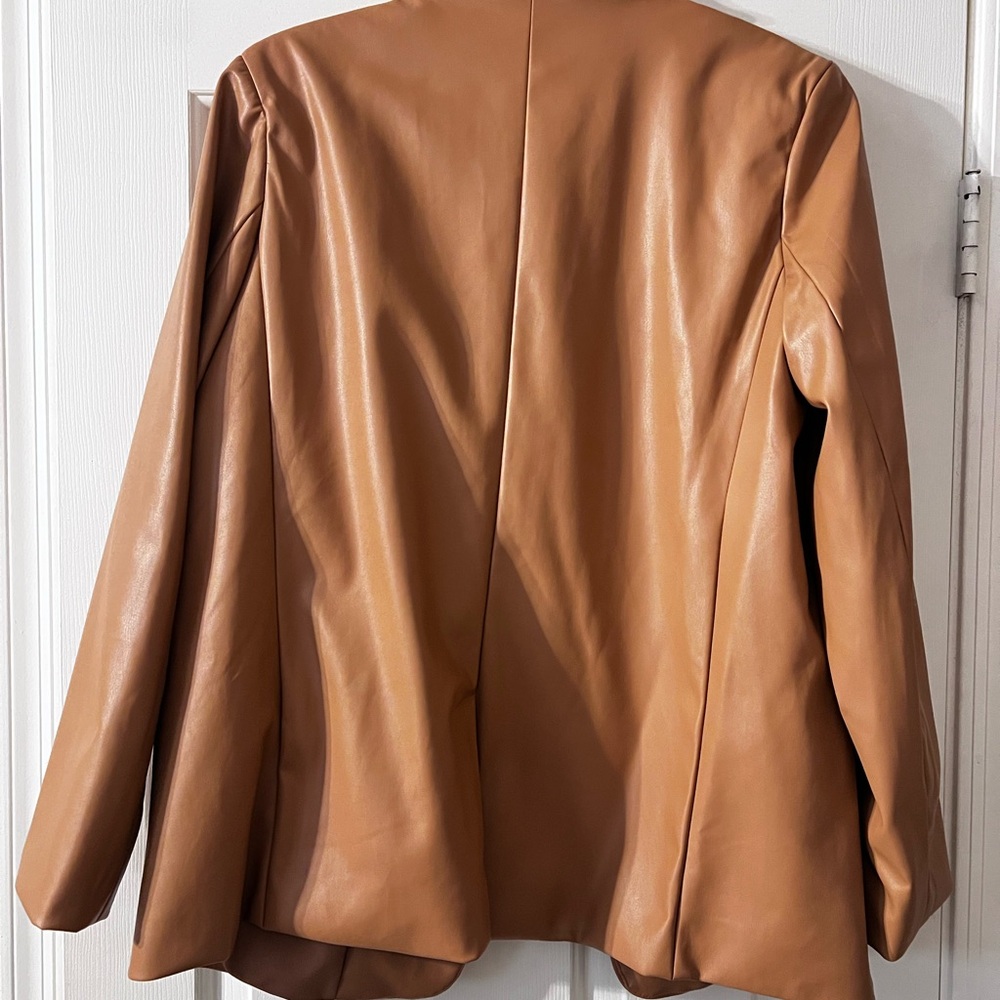 A New Day Vegan Leather Tan Blazer Size L - Picture 5 of 5
